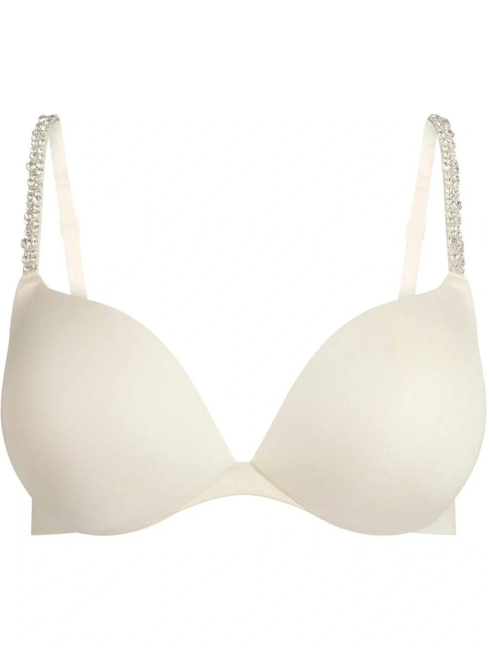 SKIMS ULTIMATE RHINESTONE STRAP PUSH UP BRA ECRU 36D